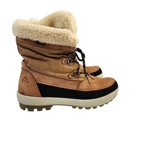 ALPINE DESIGN Women US 11 Tan Black Lace Up Winter Snow Boots Ortholite